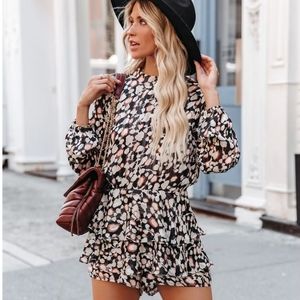 Maize printed shimmer ruffle romper